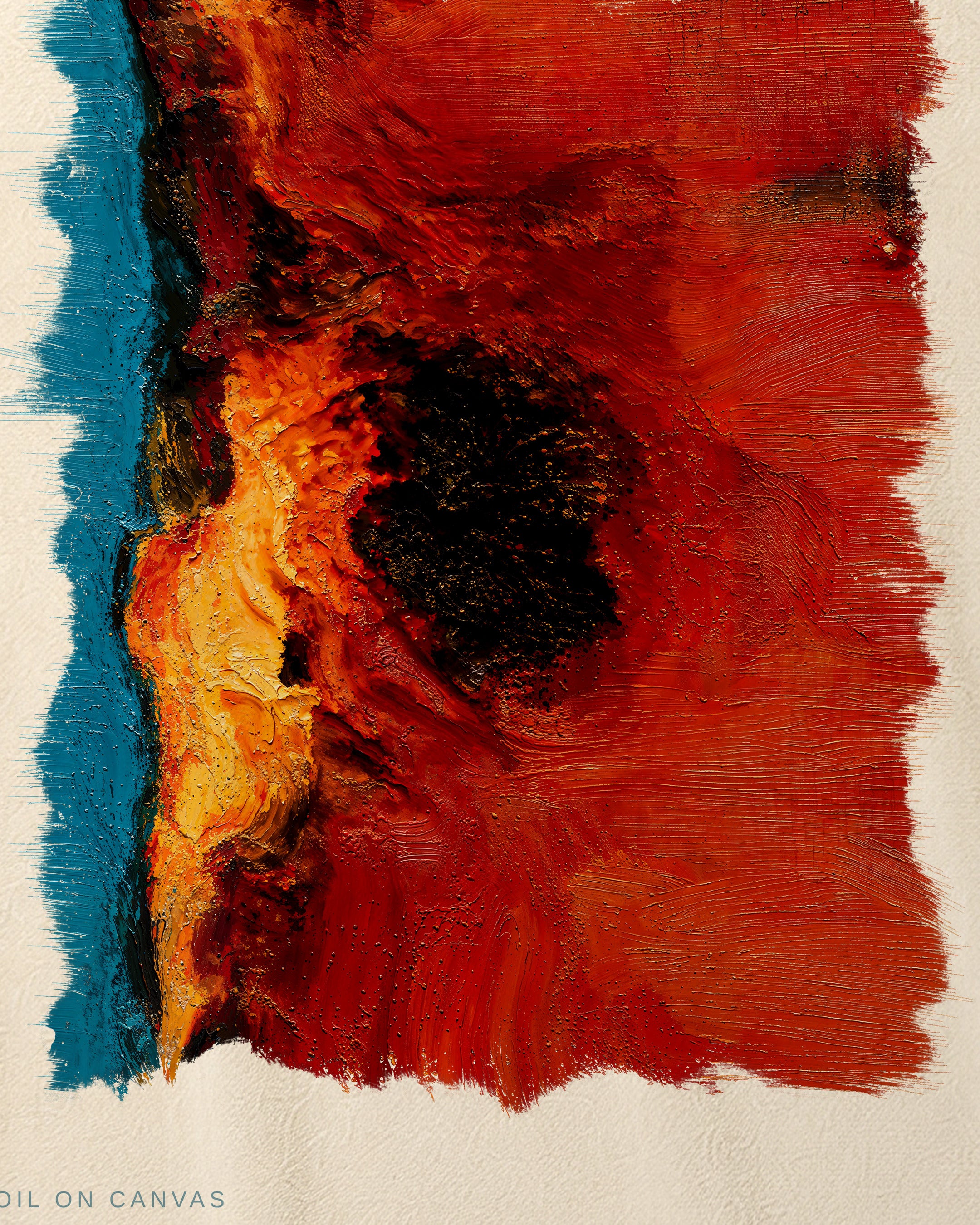 Close-up of the Breach Nº 06 artwork reproduction on cream heavyweight cotton